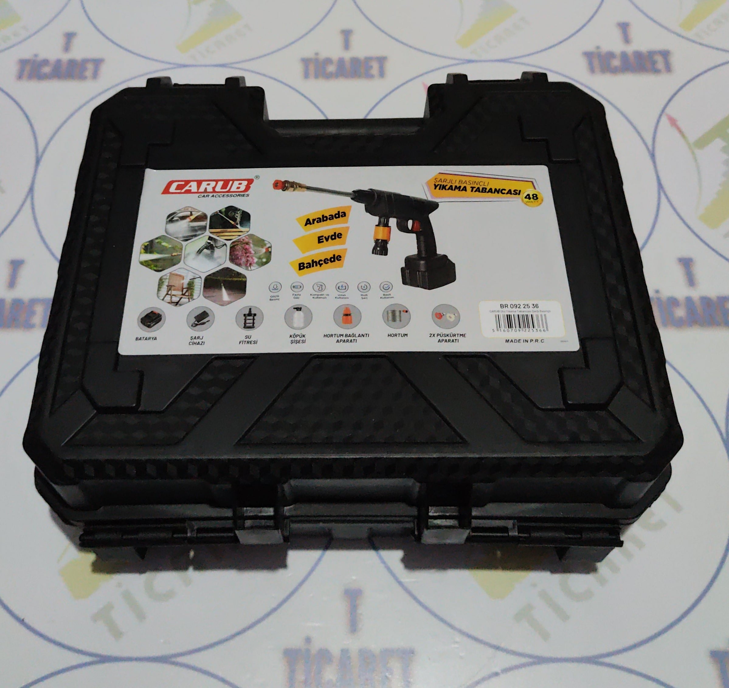 Carub Basınçlı, Şarjlı Oto Yıkama Tabancası - 30 Bar Basınç - 48V Batarya
