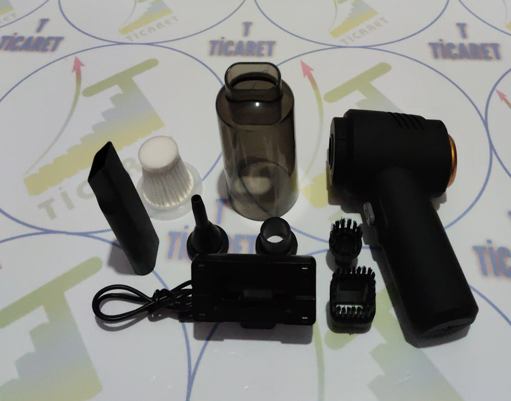 Şarjlı Araç Süpürgesi - Arabada Ve Evde - 60W Motor Gücü - Üfleme Ve Çekme Özellikli - CARUB