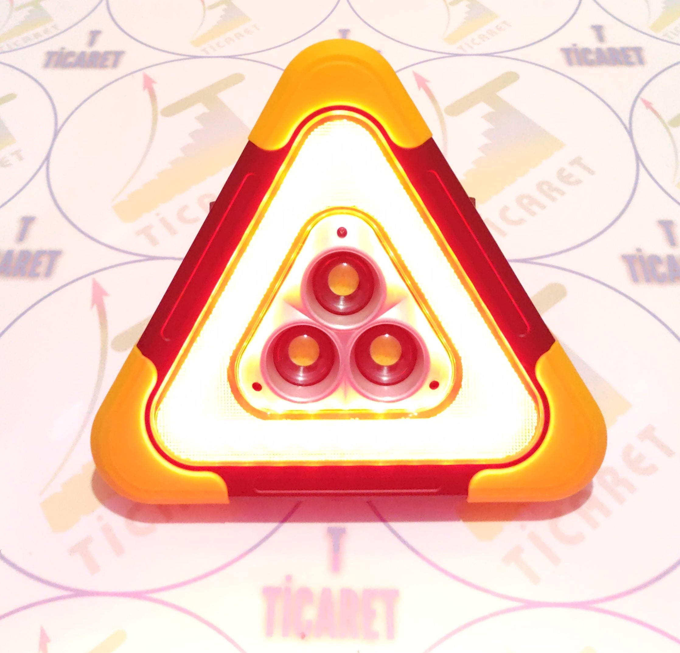 Güneş Enerjili Reflektör , Şarjlı Kamp Lambalı Üçgen Led - 5 Fonksiyonlu - Usb Şarj Girişli